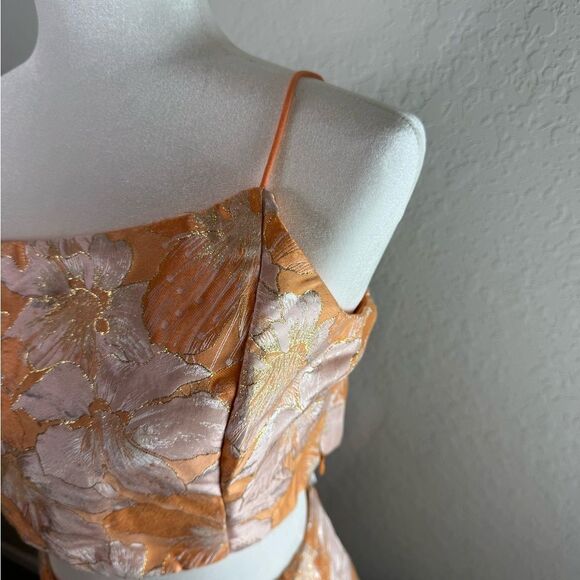 Lulu's Getaway Glam Orange Floral Jacquard Two Piece Mini Dress Size L NWT - Picture 4 of 14